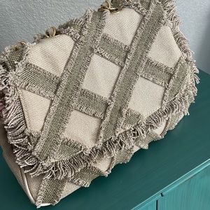 Carlos by Carlos Santana Khaki/Green Canvas Chain Shoulder Handbag